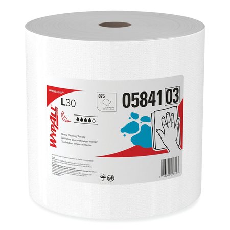 WYPALL Towels & Wipes, White, Roll, Cloth-Like, 875 Wipes, 12.4" x 12.2" 412-05841